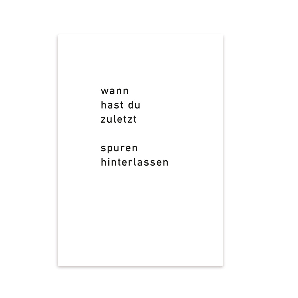 Postkarte Spuren hinterlassen