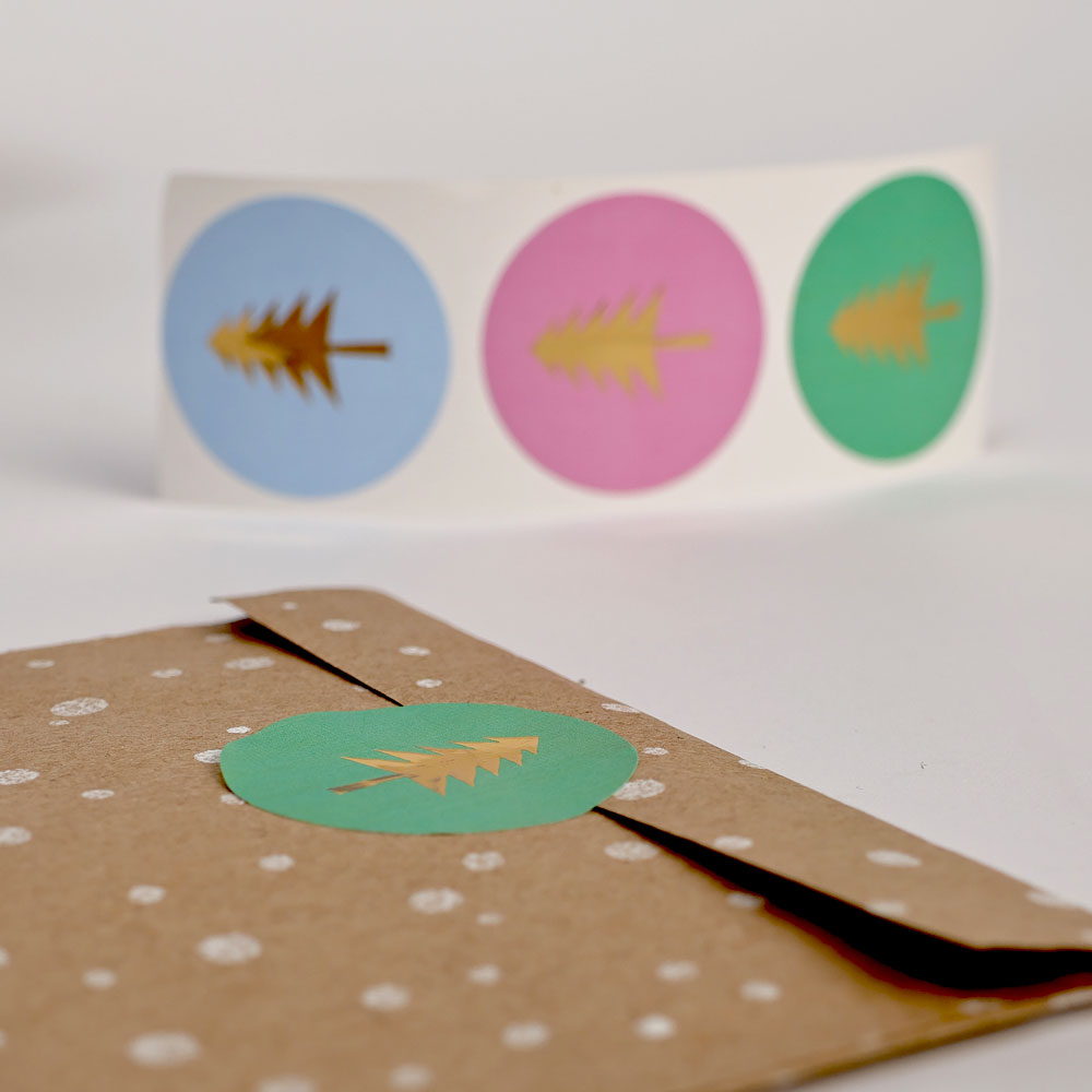3 Sticker Tanne mit gold