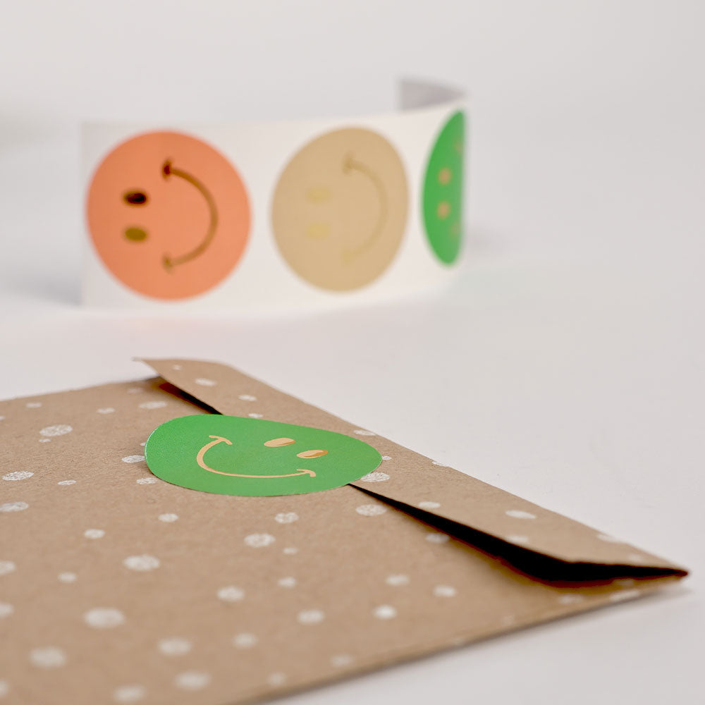 4 Sticker Smiley mit gold