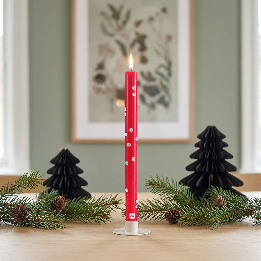 Adventskalender Kerze COUNTDOWN ROT