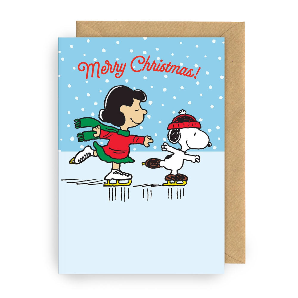 Klappkarte Snoopy Schlittschuhlaufen