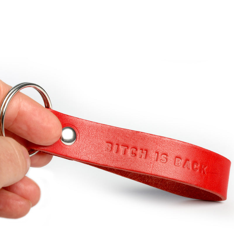 Leather lanyard red BITCH IS BACK