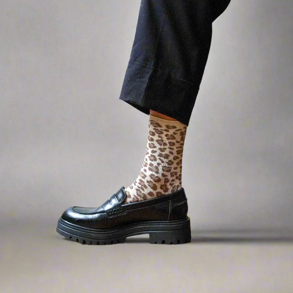 Glitter Socks Leopard beige 36-40
