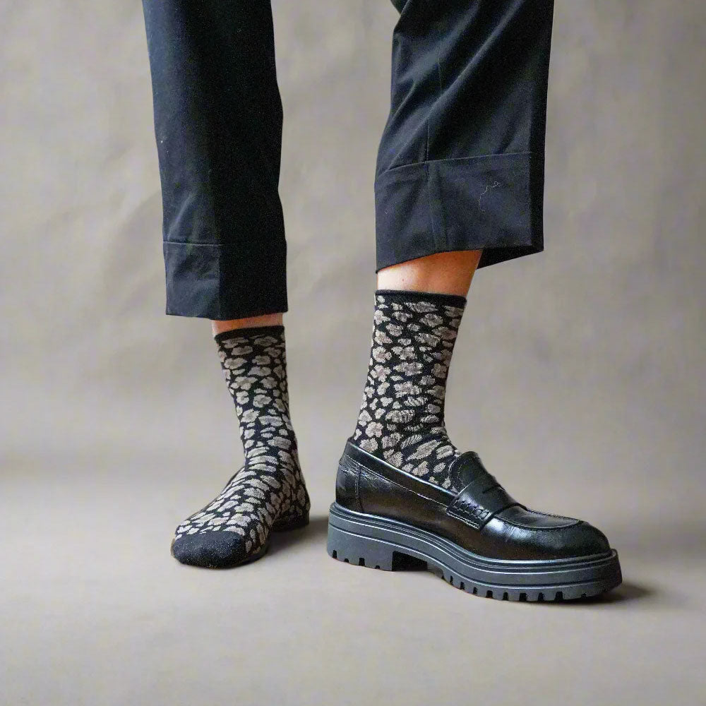 Sparkly Socks Leopard Black 36-40