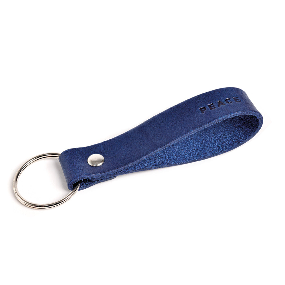 Leather lanyard blue PEACE