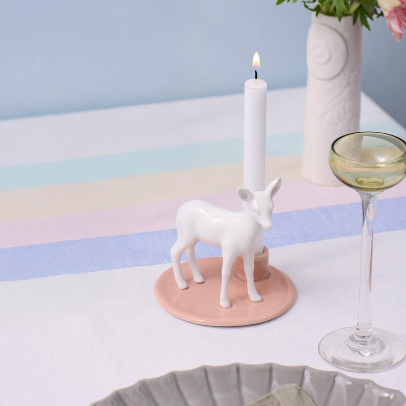 Porcelain candle holder with deer for candles ø 13mm