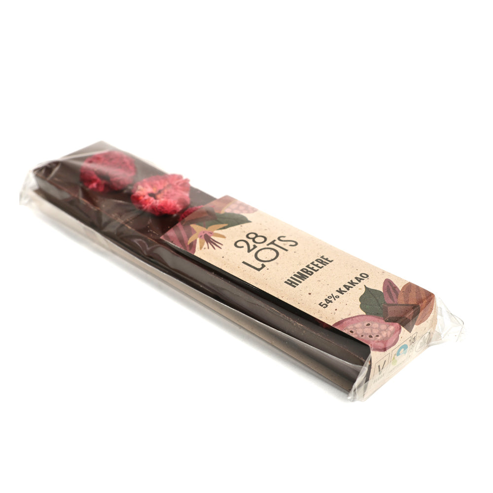Riegel Zartbitterschokolade mit Himbeeren