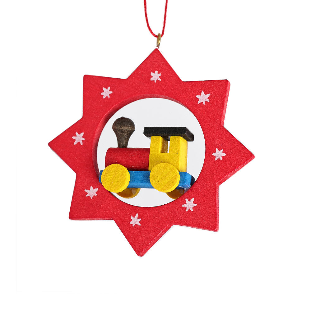 Wooden Pendant Star with Locomotive