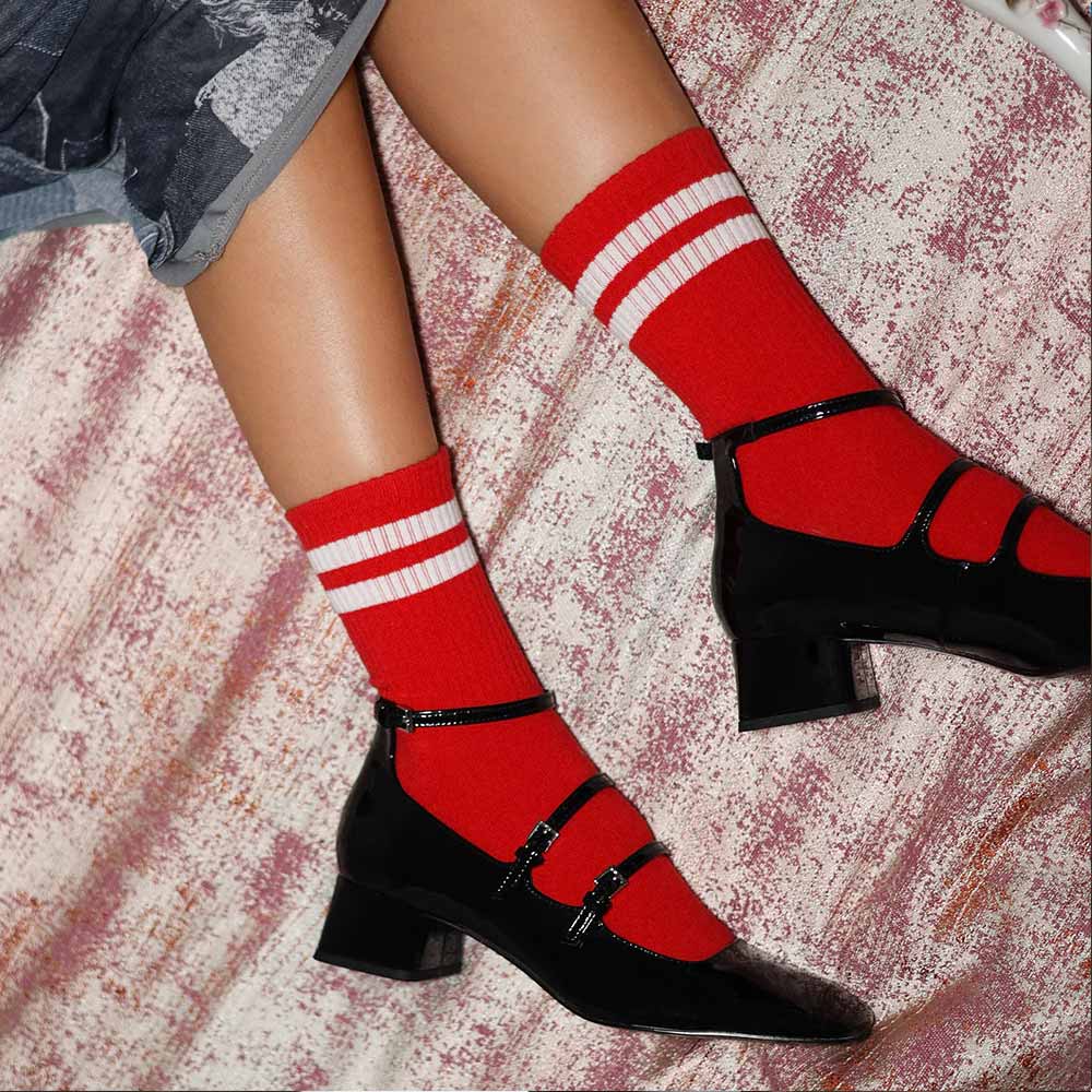 Tennissocken Rot/Weiß 36-40
