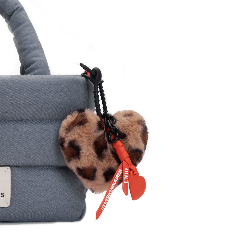 Bag Charm Fluffy Leo Heart