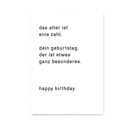 Postkarte Das Alter ist eine Zahl
