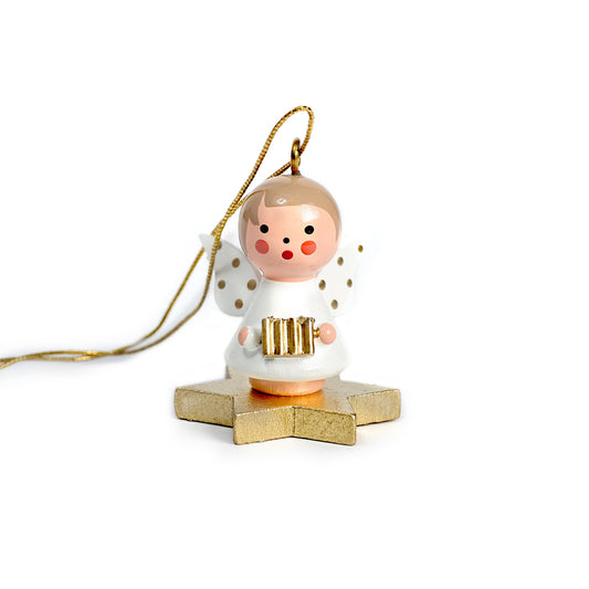 Little Angel White on Star with Accordion