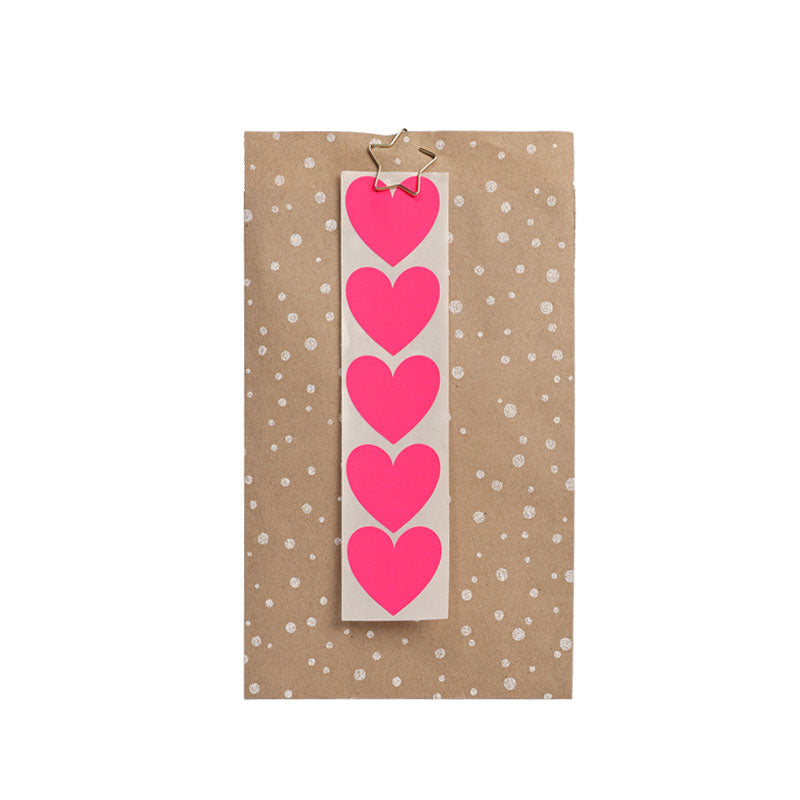 5 Sticker Herz Neon Pink