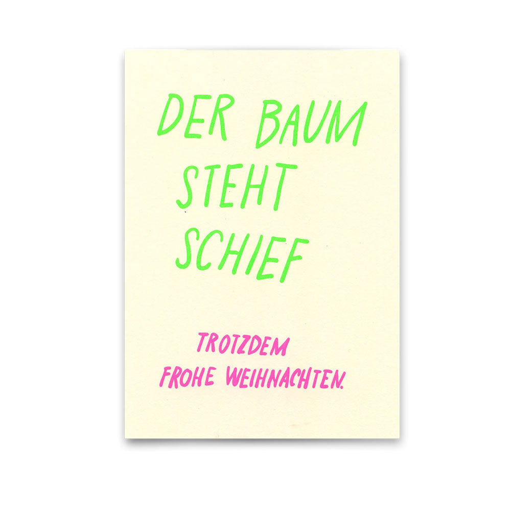 Postkarte Der Baum steht schief