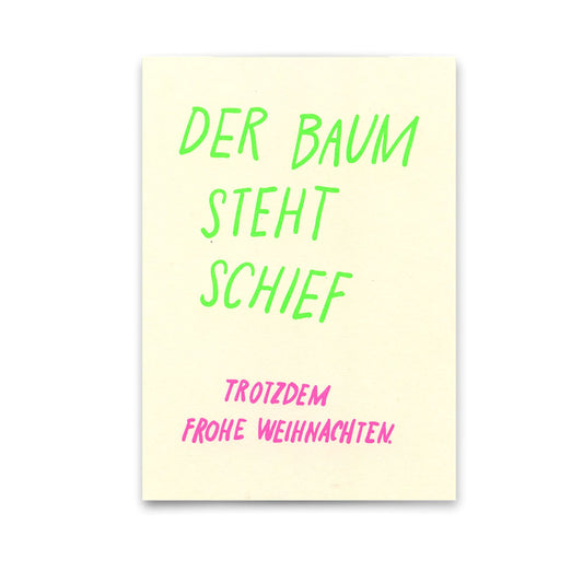 Postkarte Der Baum steht schief