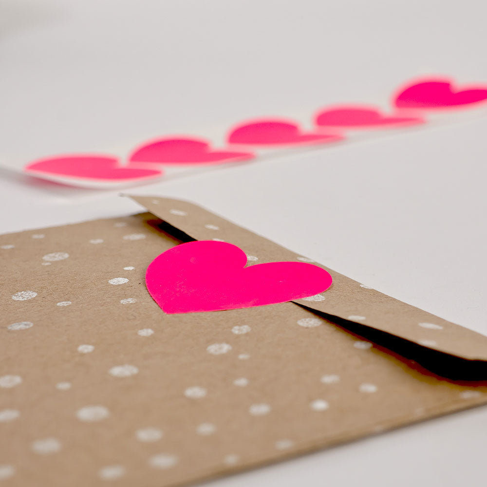 5 Sticker Herz Neon Pink