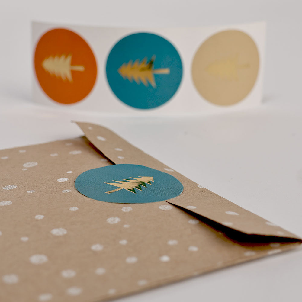 3 Stickers fir tree with gold