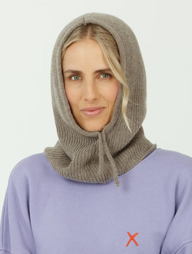 Merino Wool-Cashmere Knit Hood Mushroom