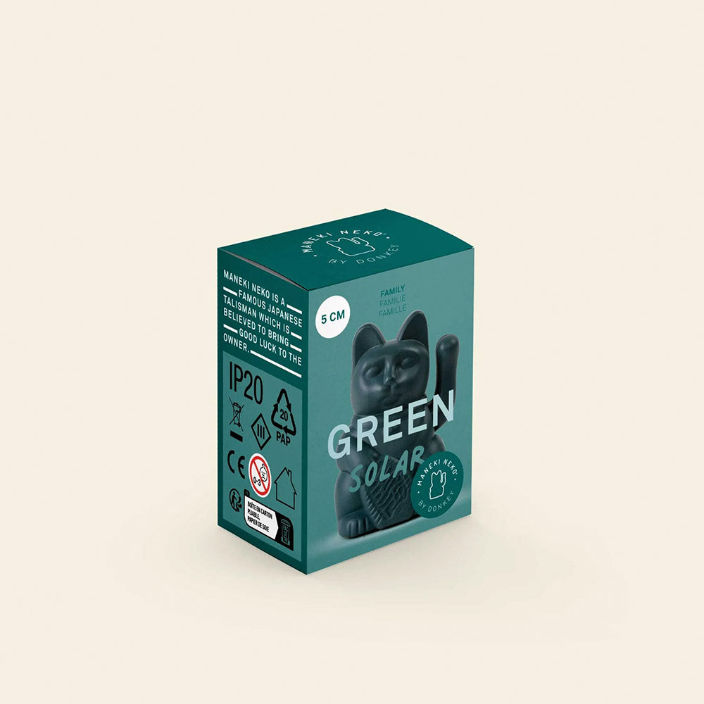 Small Solar Waving Cat - Family, Green