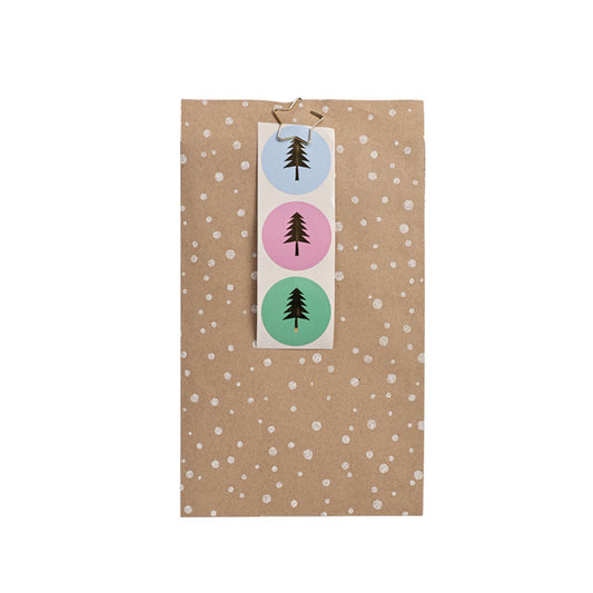 3 Christmas tree stickers with gold