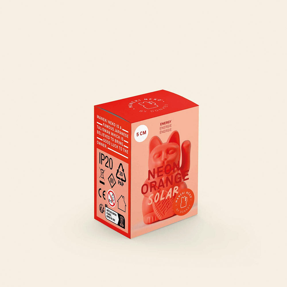 Small Solar Waving Cat - Energy, Neon Orange