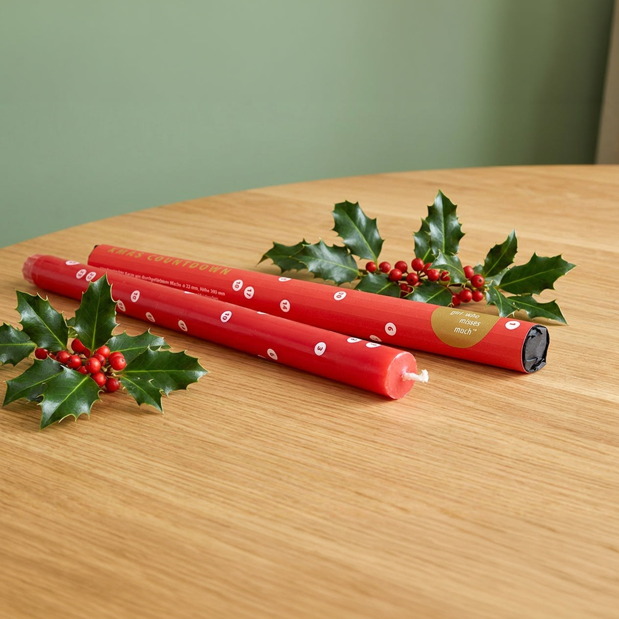 Adventskalender Kerze COUNTDOWN ROT