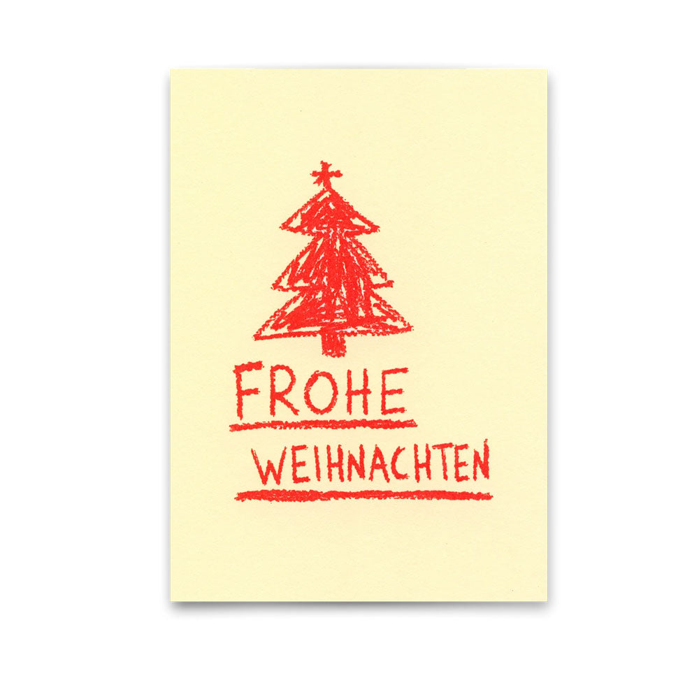Postkarte Frohe Weihnachten Wachsmalstift