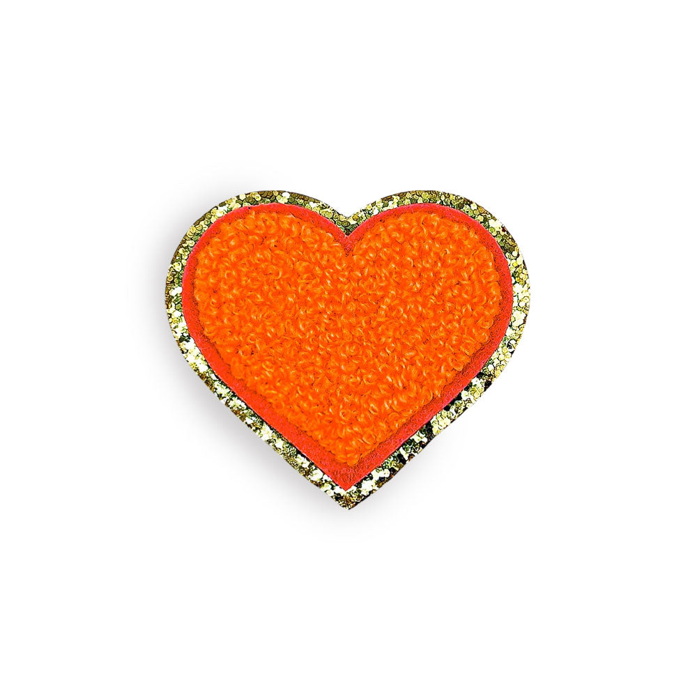 Sticker Glitzer Herz Neon Orange