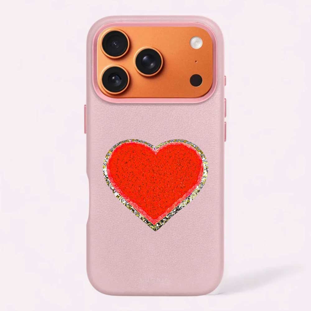 Sticker Glitzer Herz Neon Orange