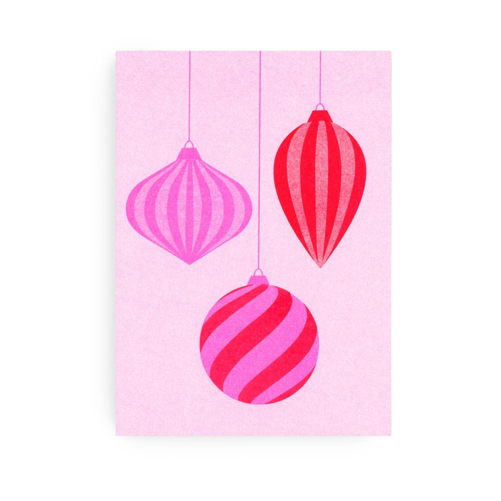 Postkarte Glaskugeln pink