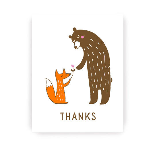 Postkarte Thanks Fox & Bear