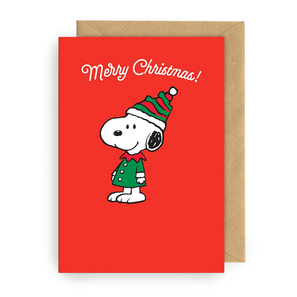 Klappkarte Snoopy Christmas elf