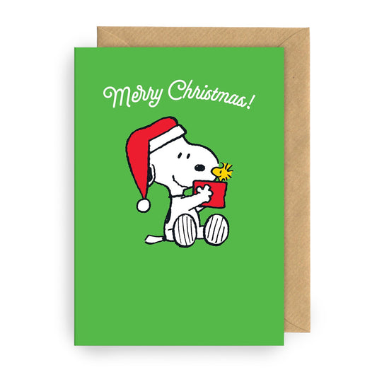 Klappkarte Snoopy & Woodstock Present
