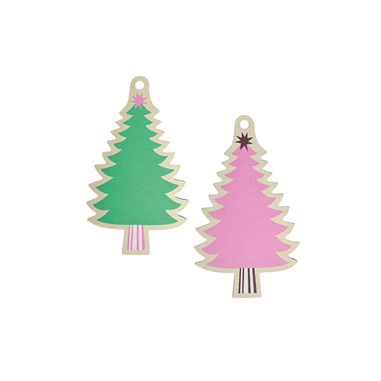 Geschenkanhänger Set Trees pink/green