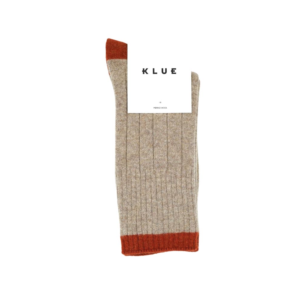 Merino Wool Socks Beige/Rust Orange 41-46