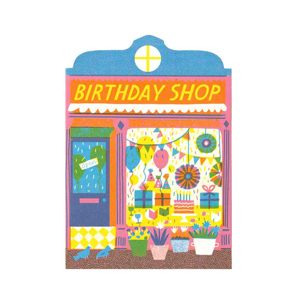 Formgestanzte Klappkarte BIRTHDAYSHOP
