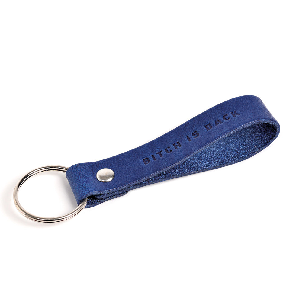 Leather lanyard blue BITCH IS BACK