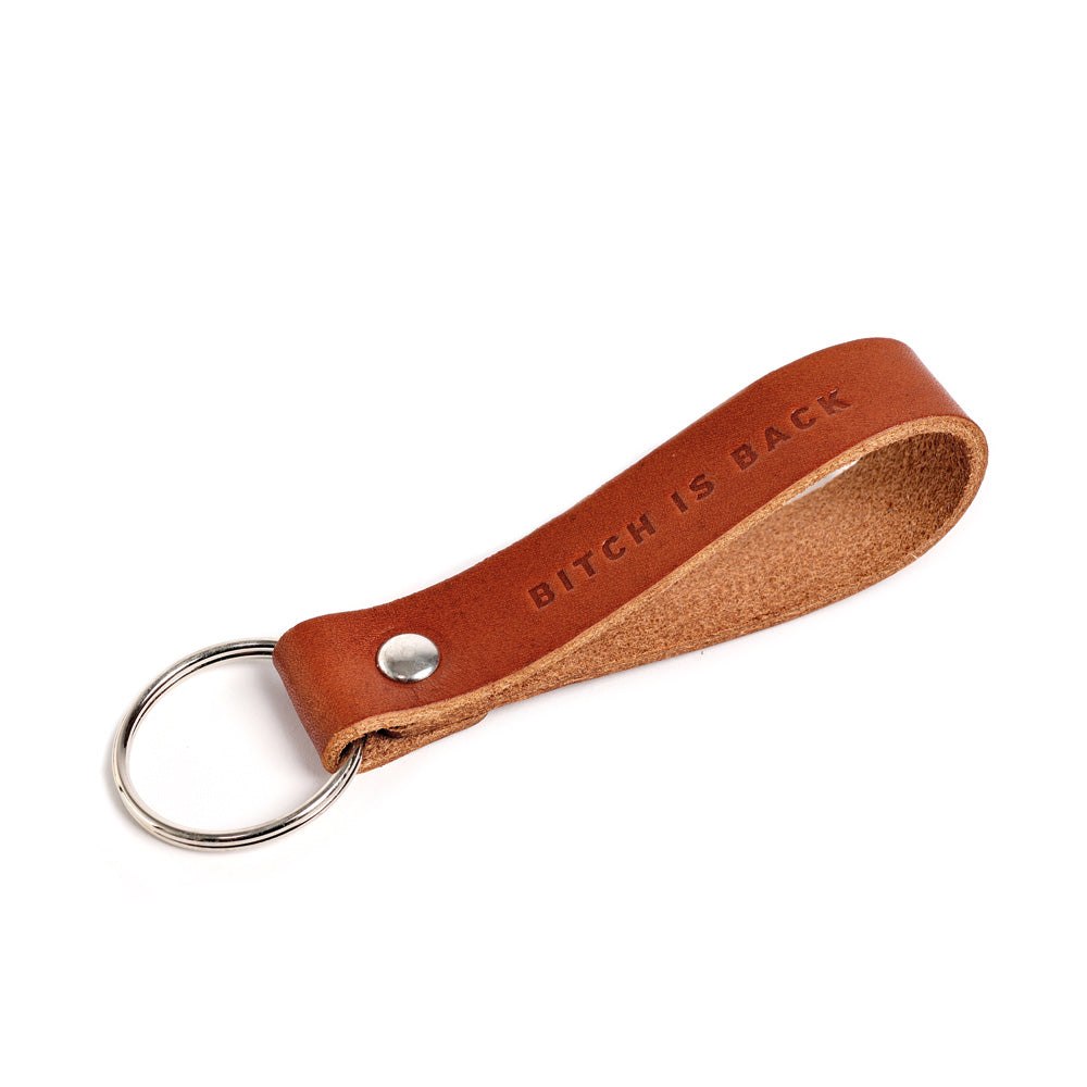 Leather lanyard cognac BITCH IS BACK