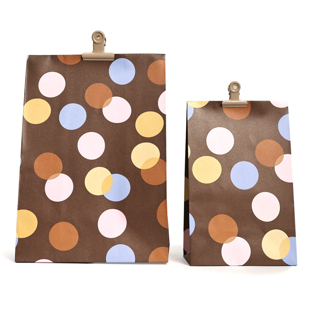 Papiergeschenktüte Big Confetti brown (M, mit Boden)
