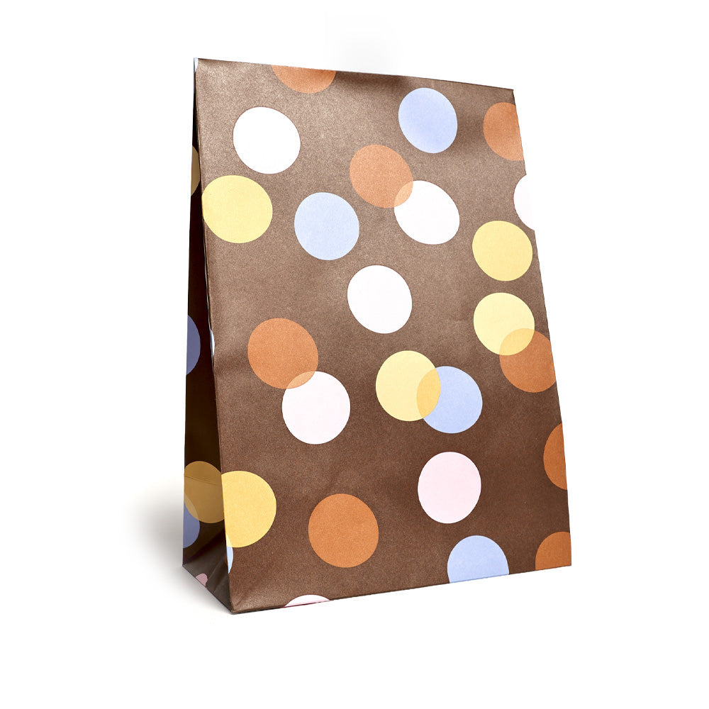 Papiergeschenktüte Big Confetti brown (M, mit Boden)