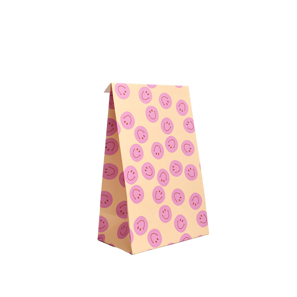 Paper gift bag Smiley pink (S, with bottom)