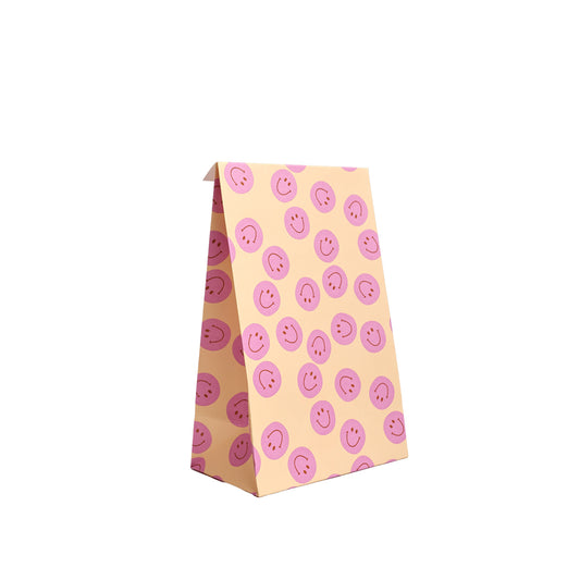 Papiergeschenktüte Smiley pink (S, mit Boden)
