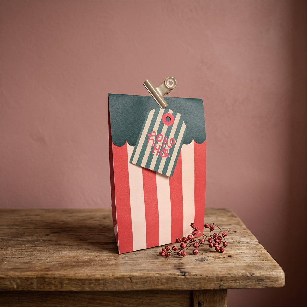Papiergeschenktüte Wave red (S, mit Boden)