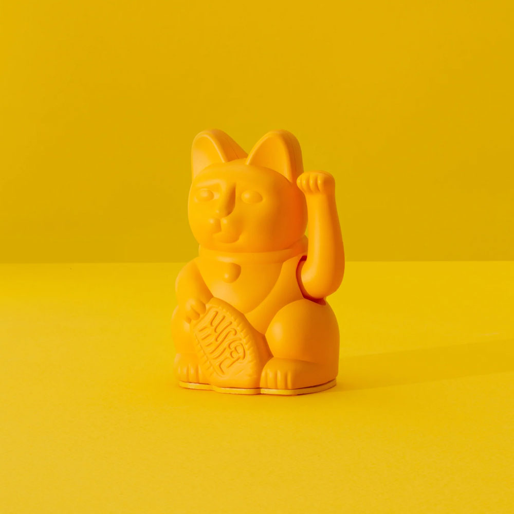 Kleine Winkekatze - Freude, Dunkelgelb