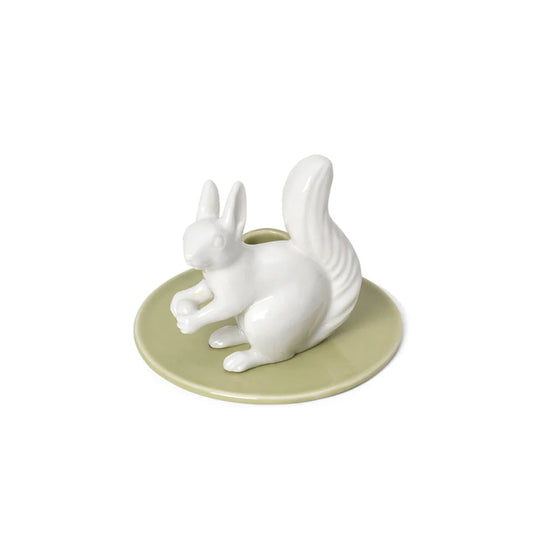 Porcelain candle holder with squirrel for candles ø 13mm
