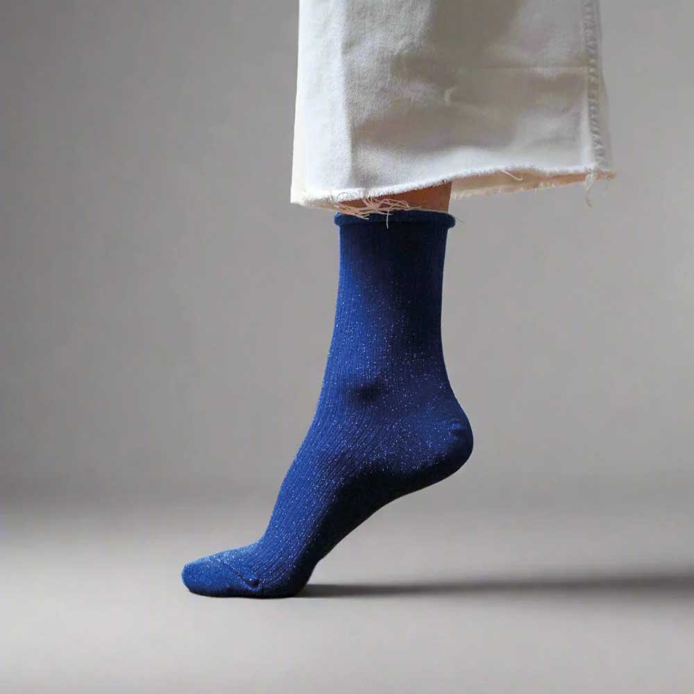 Glitter socks Electric blue 36-40