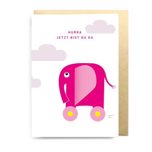 3D Klappkarte PINK ELEFANT