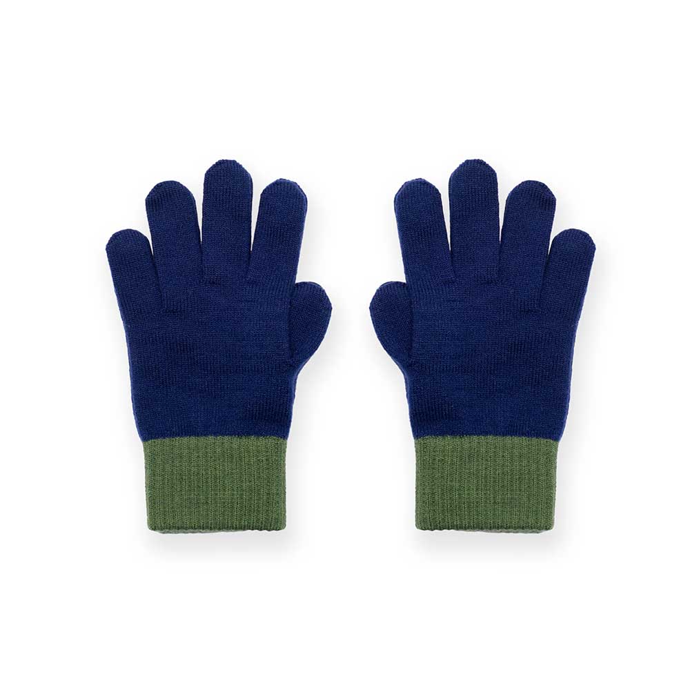 Finger gloves merino wool indigo