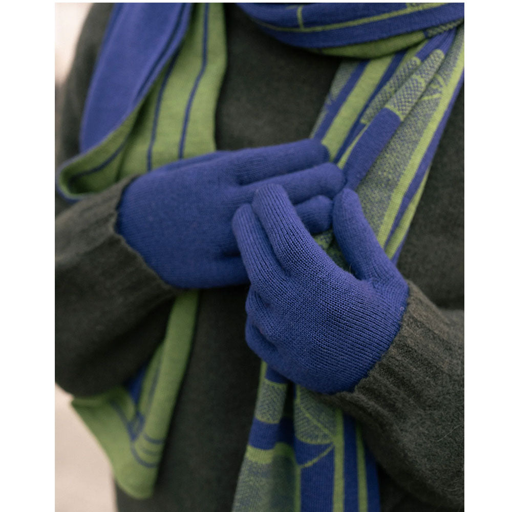 Finger gloves merino wool indigo