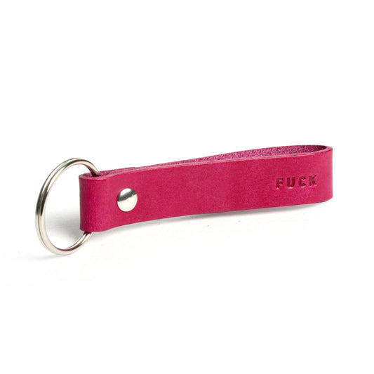 Leather keychain pink FUCK
